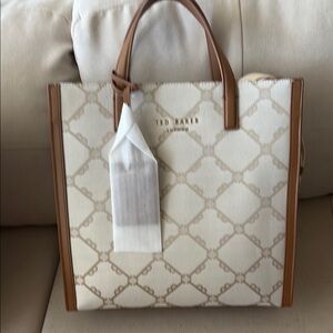 Ted Baker Cream and Tan Geometric Tote Bag , new with tag